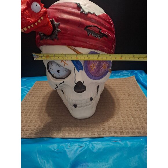 Pirate Dinosaur Skull Halloween Decor Prop. Push His Eyeball He Talks. - Picture 9 of 10